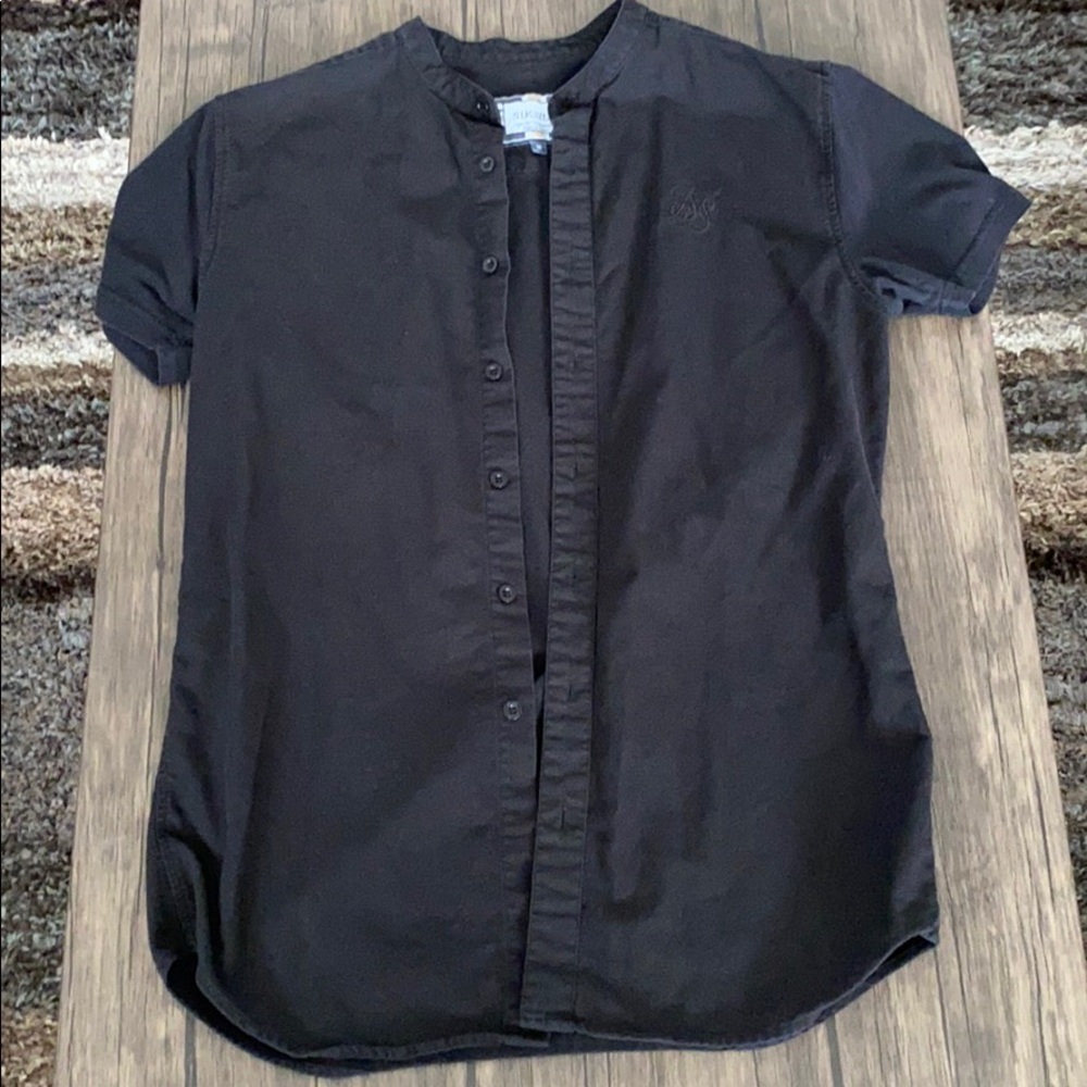 Men’s SikSilk Grandfather Collar Button-Up
